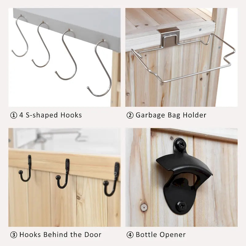 Outdoor Grill Cart with Stainless Steel Top and Drop Leaf, Rolling Patio Kitchen Island