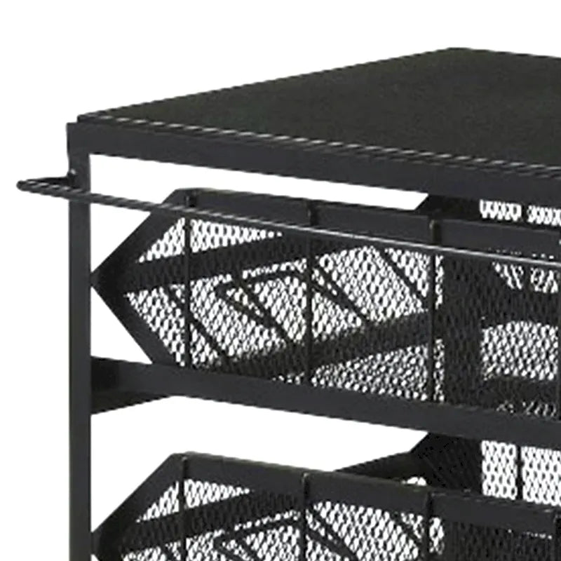 Chariot de rangement de 39 pouces, roulettes verrouillables, détails en grain de bois, noir
