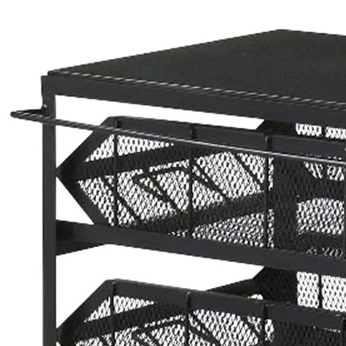 Chariot de rangement de 39 pouces, roulettes verrouillables, détails en grain de bois, noir