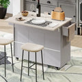 Kitchen Island with Trash Can and Drop Leaf Countertop on Wheels