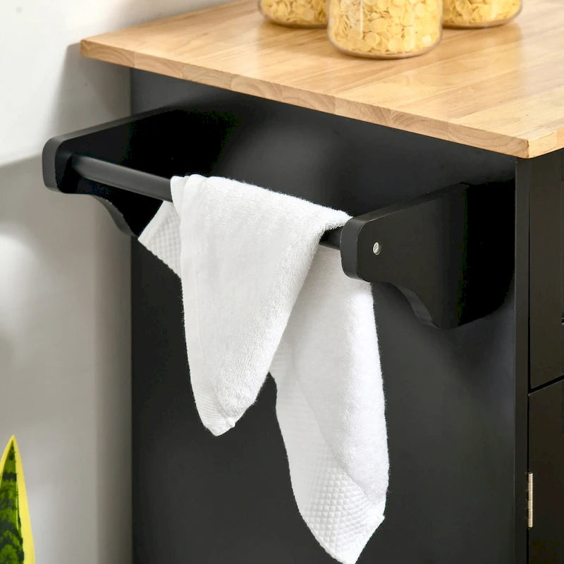 Îlot de cuisine roulant moderne de 104 cm avec rangement