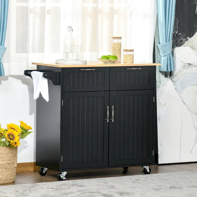 Îlot de cuisine roulant moderne de 104 cm avec rangement