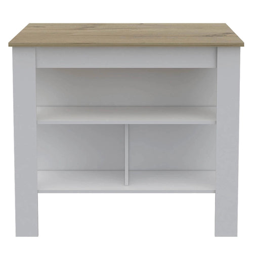 3-Shelf Wooden Casual Kitchen Island with Storage