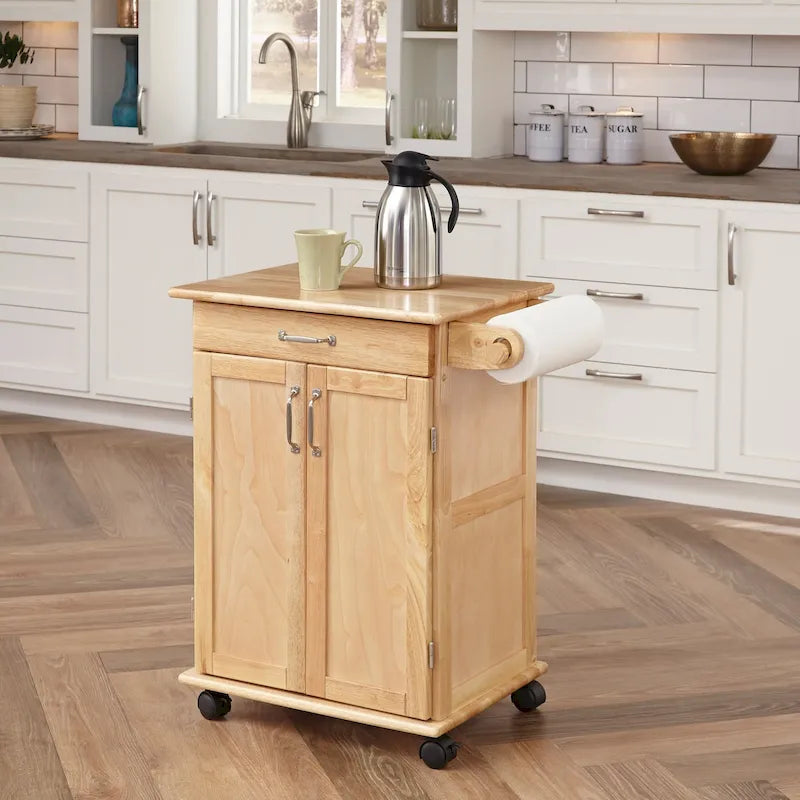 Chariot de cuisine en bois marron avec rangement 74 x 48 x 86 cm