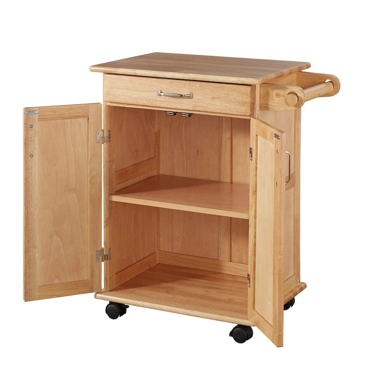 Chariot de cuisine en bois marron avec rangement 74 x 48 x 86 cm