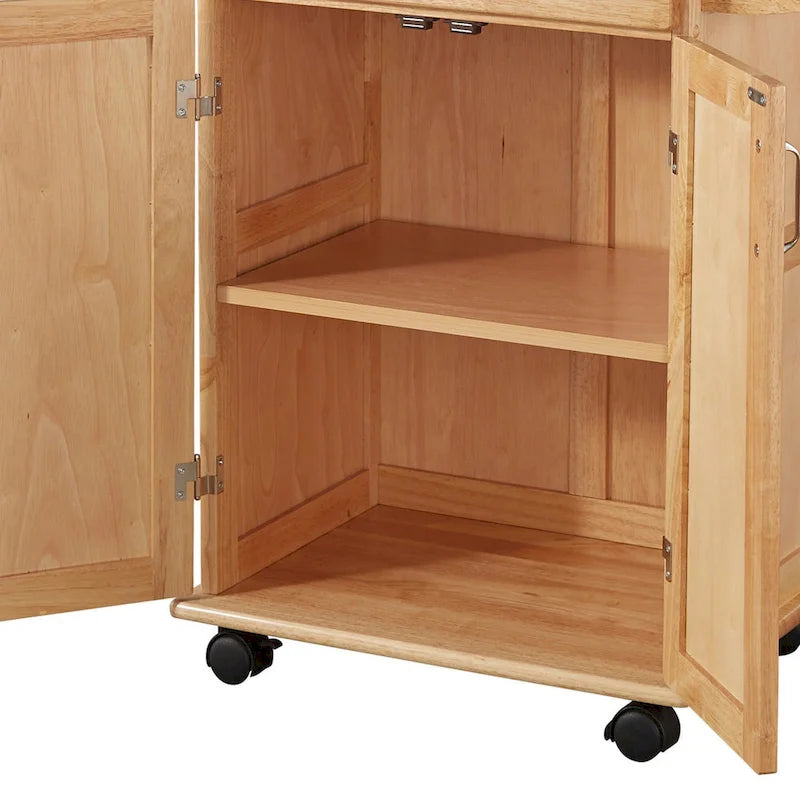 Chariot de cuisine en bois marron avec rangement 74 x 48 x 86 cm