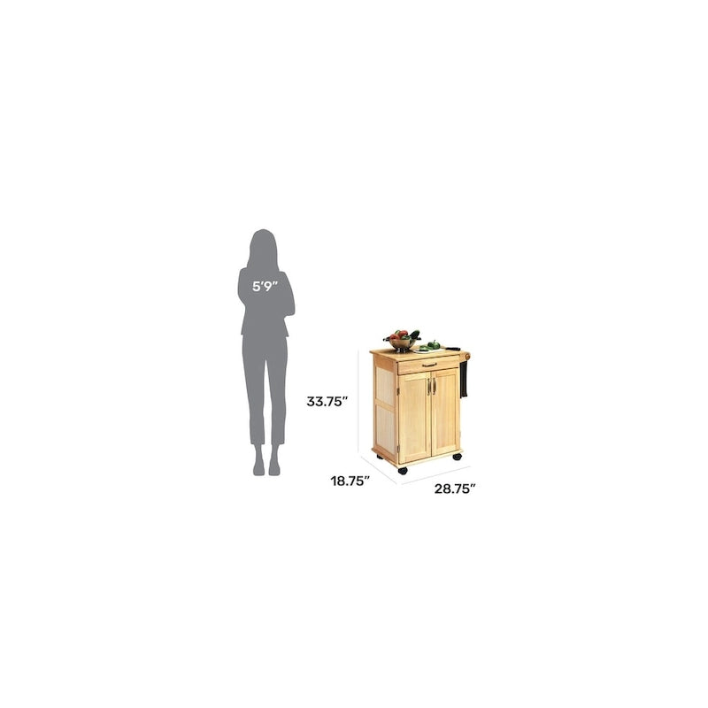 Chariot de cuisine en bois marron avec rangement 74 x 48 x 86 cm