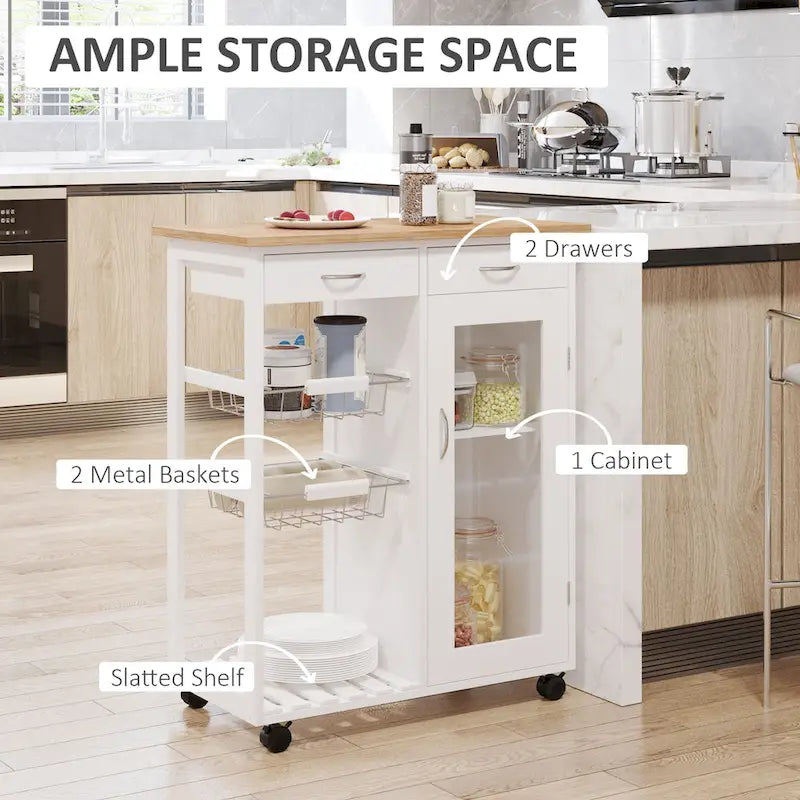 28 White Rolling Kitchen Trolley Serving Cart