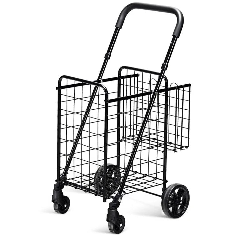Chariot de courses pliable avec poignée réglable