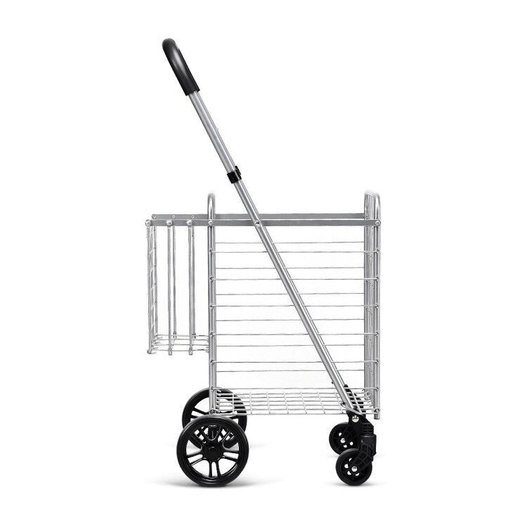 Chariot de courses pliable avec poignée réglable