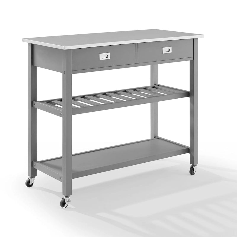 Îlot et chariot de cuisine en acier inoxydable avec tiroirs de rangement