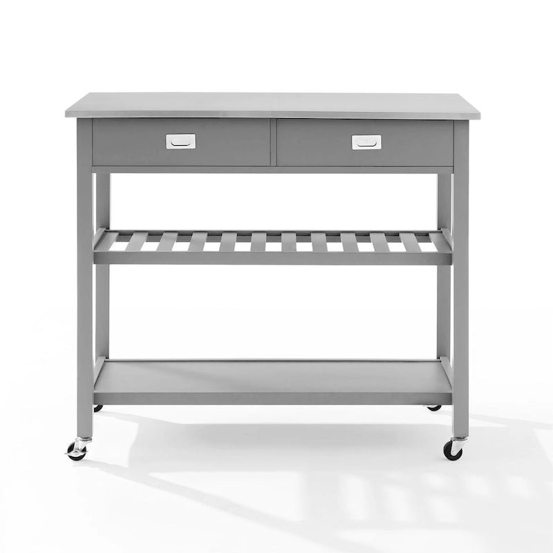 Îlot et chariot de cuisine en acier inoxydable avec tiroirs de rangement