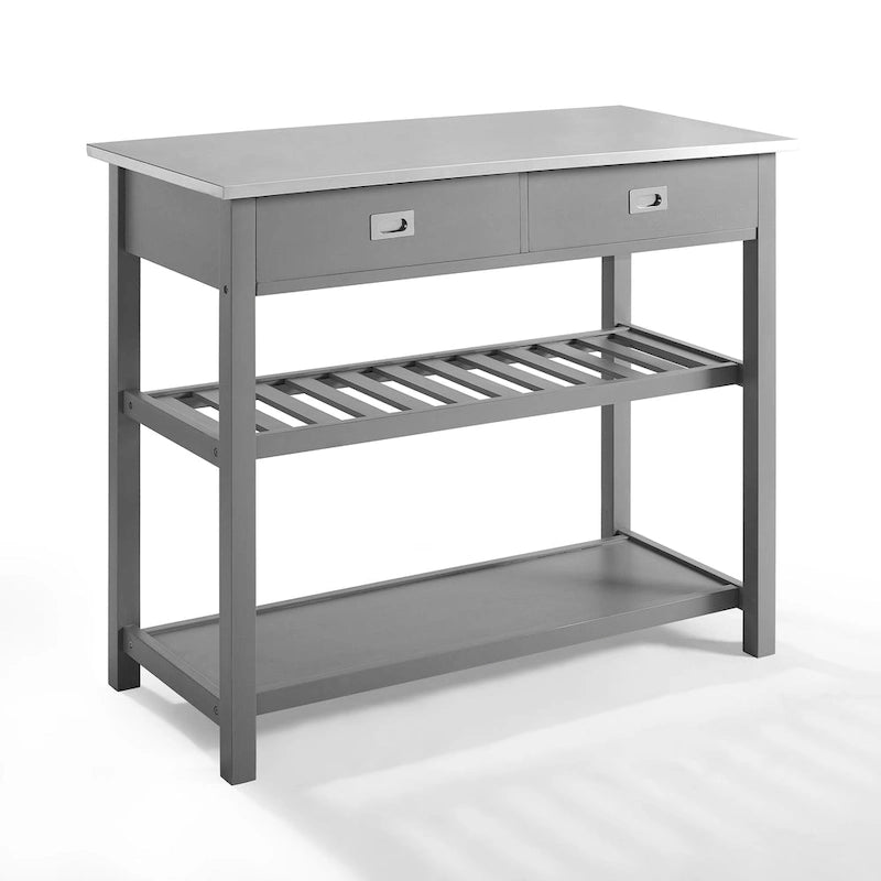 Îlot et chariot de cuisine en acier inoxydable avec tiroirs de rangement