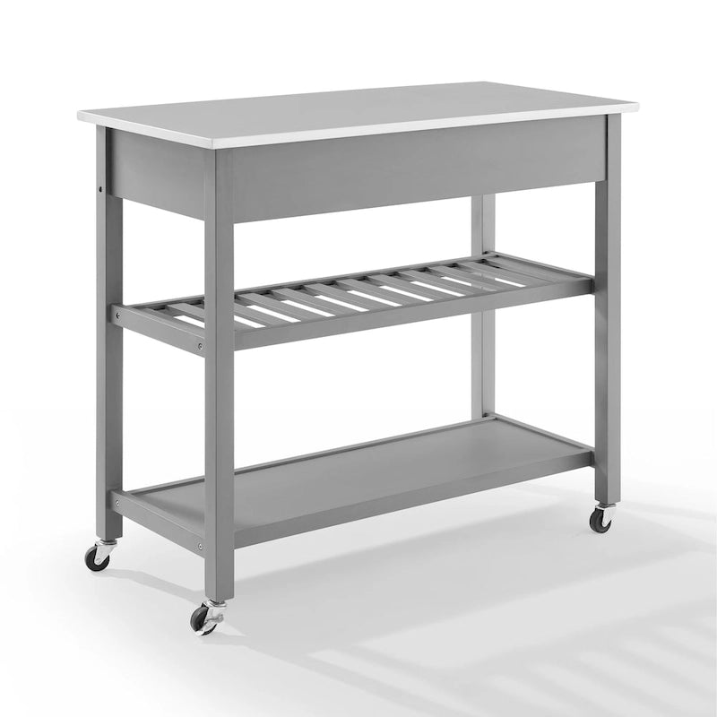 Îlot et chariot de cuisine en acier inoxydable avec tiroirs de rangement