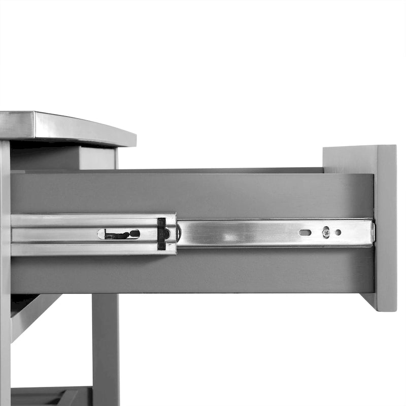 Îlot et chariot de cuisine en acier inoxydable avec tiroirs de rangement