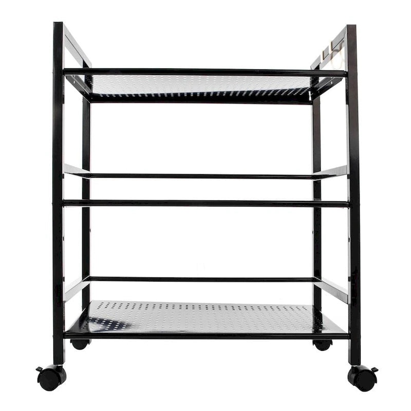 Chariot de rangement utilitaire à roulettes en métal noir à 3 niveaux