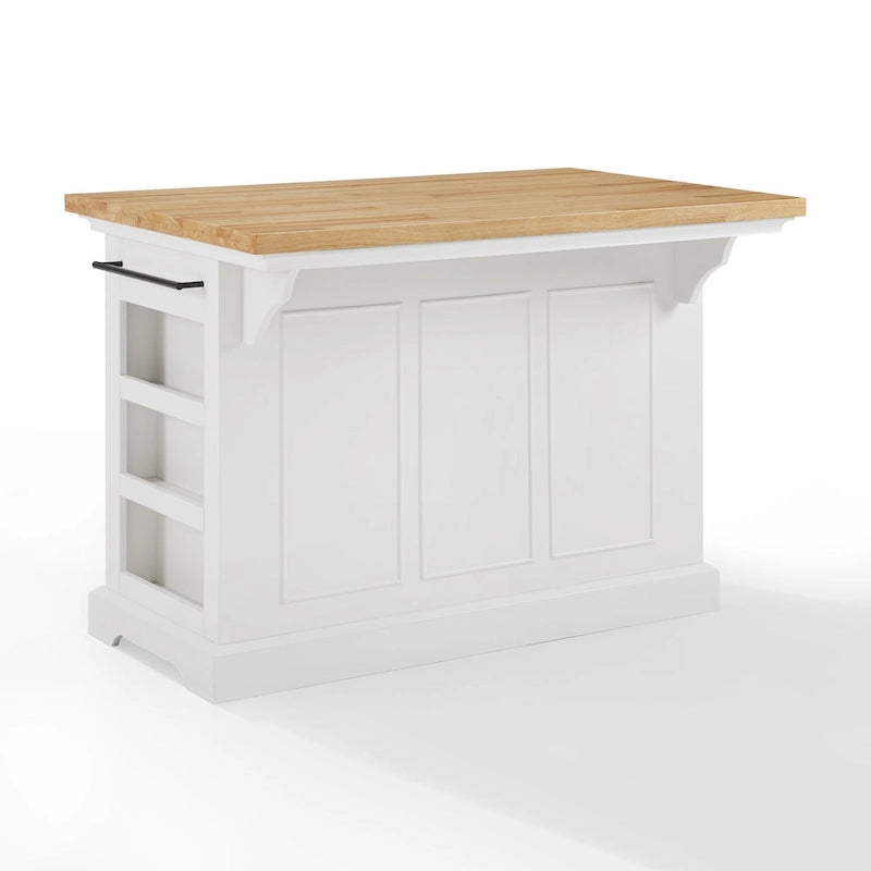 Îlot de cuisine avec plateau en bois, tiroirs de rangement et placards - 50 L x 32 P x 36 H