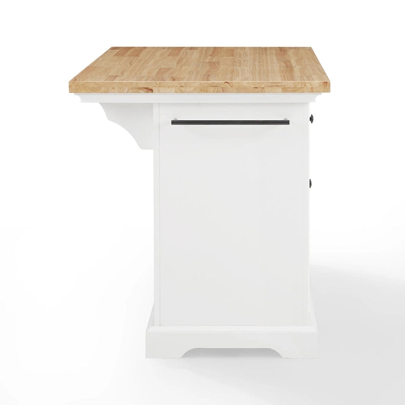 Îlot de cuisine avec plateau en bois, tiroirs de rangement et placards - 50 L x 32 P x 36 H