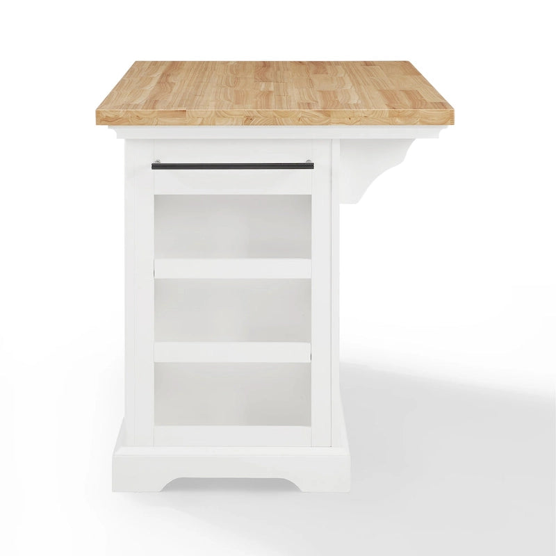 Îlot de cuisine avec plateau en bois, tiroirs de rangement et placards - 50 L x 32 P x 36 H