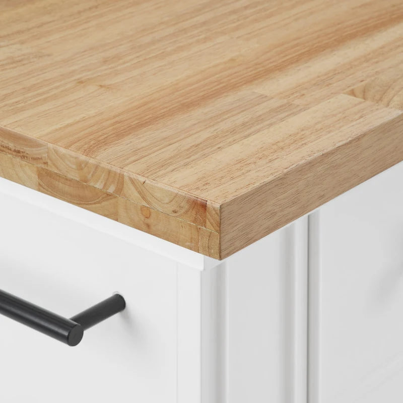 Îlot de cuisine avec plateau en bois, tiroirs de rangement et placards - 50 L x 32 P x 36 H