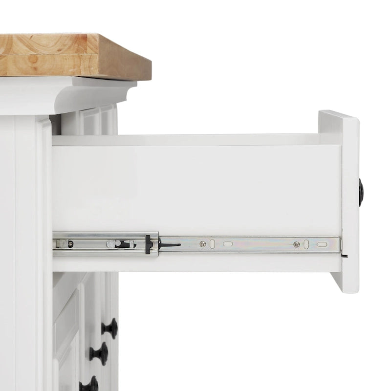 Îlot de cuisine avec plateau en bois, tiroirs de rangement et placards - 50 L x 32 P x 36 H