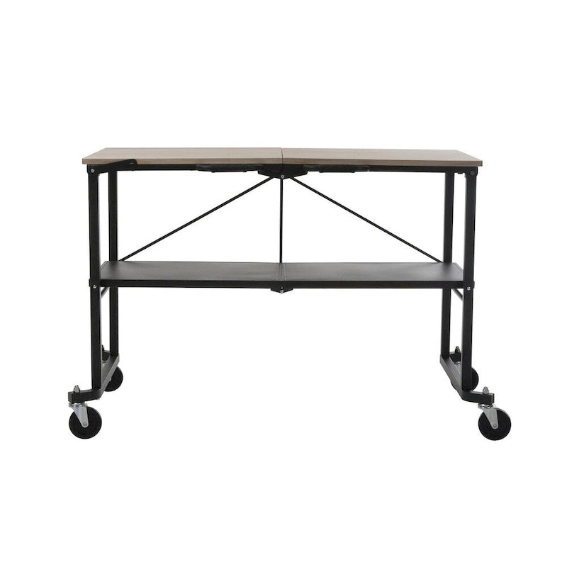 Établi utilitaire pliant gris avec roulettes verrouillables