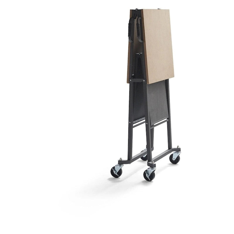 Établi utilitaire pliant gris avec roulettes verrouillables