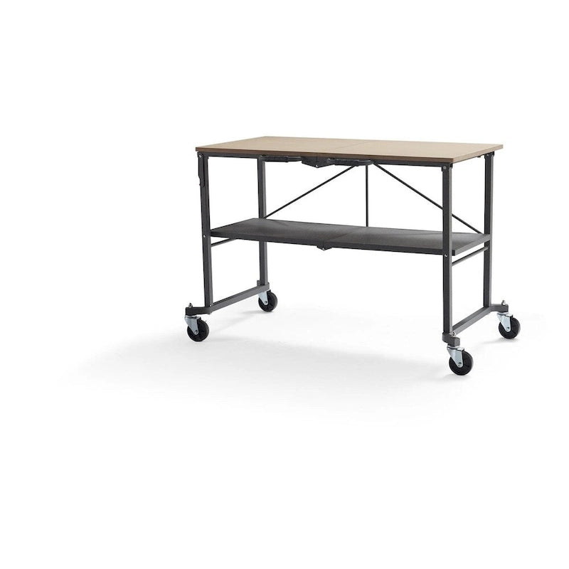 Établi utilitaire pliant gris avec roulettes verrouillables