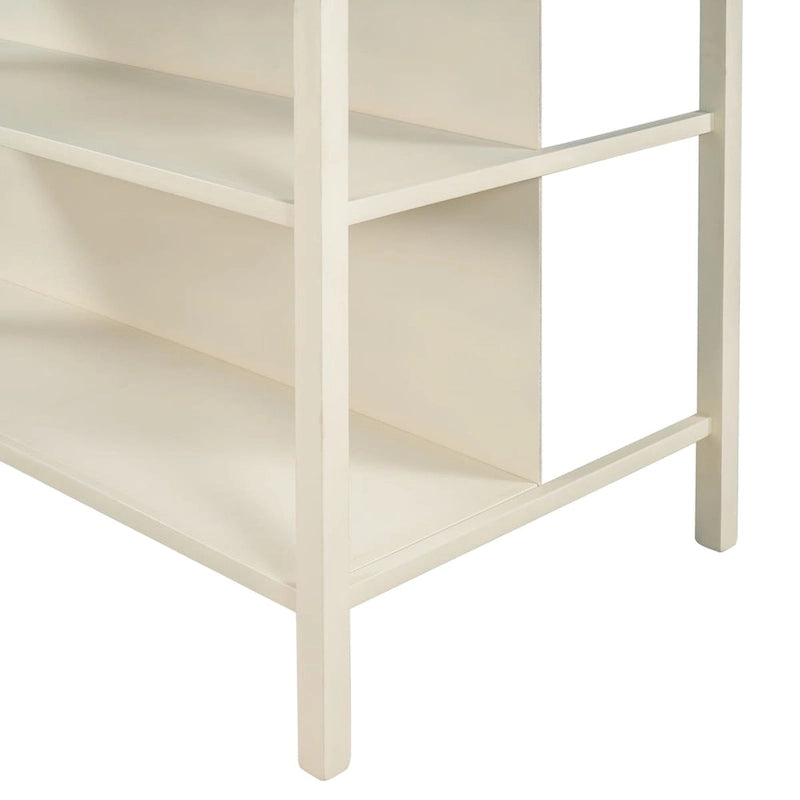 Rustic Kitchen Island Cart with Open Shelves and Butcher Block Tabletop