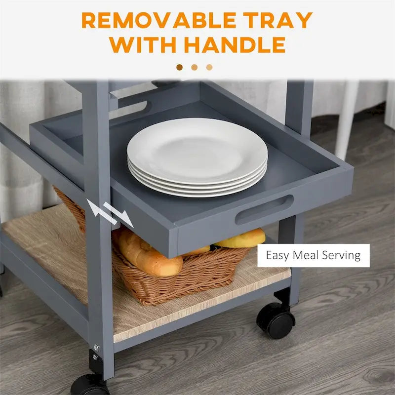 Îlot de cuisine mobile avec tiroir et panier coulissant