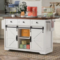 53.7-Inch Farmhouse Rolling Kitchen Island Cart with Drop Leaf and Sliding Barn Doors