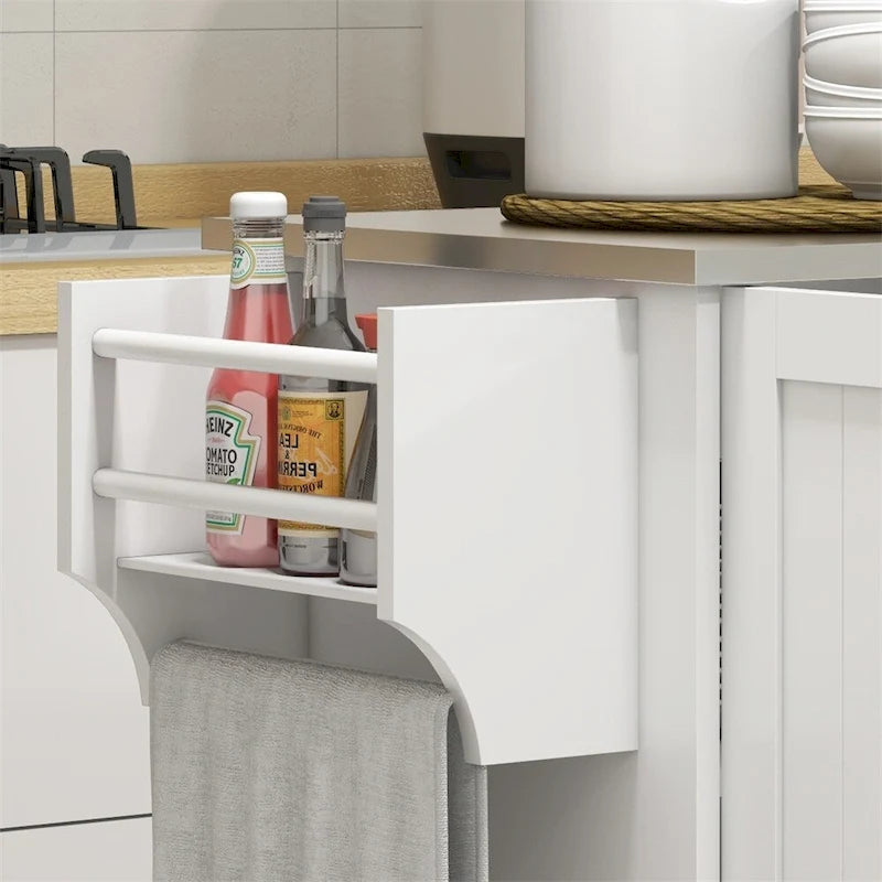 Îlot de cuisine avec rangement, Chariot de cuisine roulant avec tiroir et placard