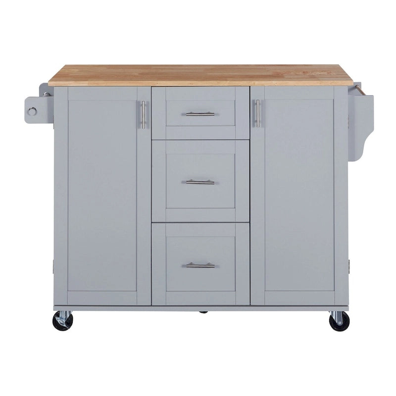 50 in. W Kitchen Island with 3 Drawer, 2 Slide-Out Shelf and Internal Storage Rack