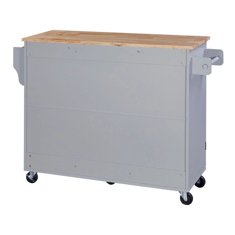 50 in. W Kitchen Island with 3 Drawer, 2 Slide-Out Shelf and Internal Storage Rack