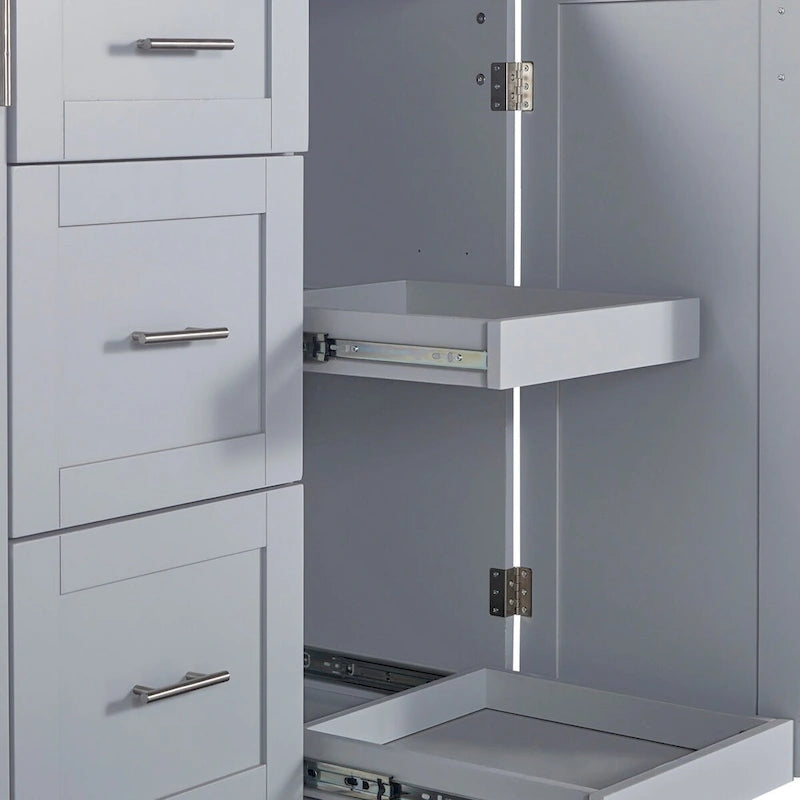 50 in. W Kitchen Island with 3 Drawer, 2 Slide-Out Shelf and Internal Storage Rack