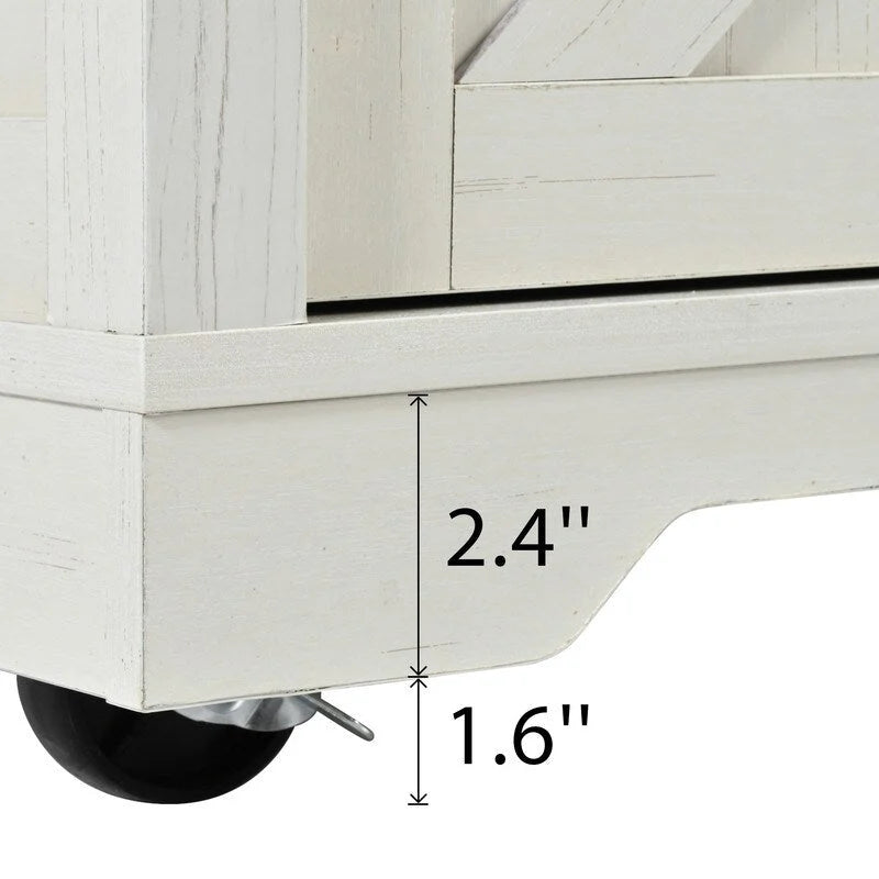 Farmhouse Kitchen Island with Drop Leaf, Rolling Cart with Power Outlets and Storage