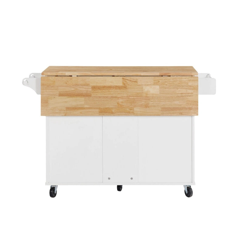 Ilot de cuisine avec plateau rabattable et chariot roulant à roulettes