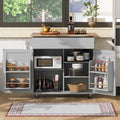 Rolling Kitchen Island with Storage, Drop Leaf Top, Locking Wheels, Grey