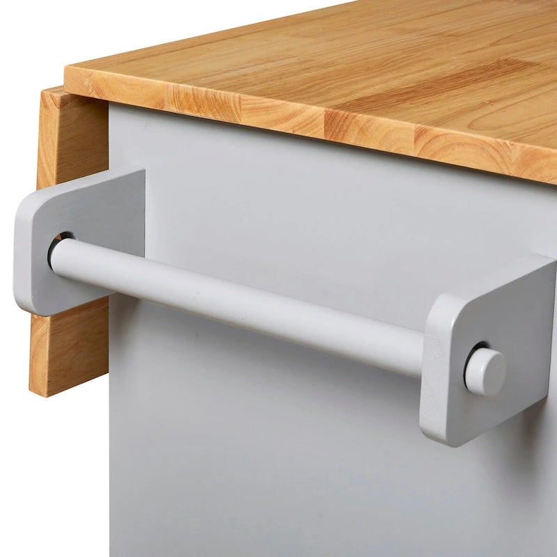 Rolling Kitchen Island with Storage, Drop Leaf Top, Locking Wheels, Grey