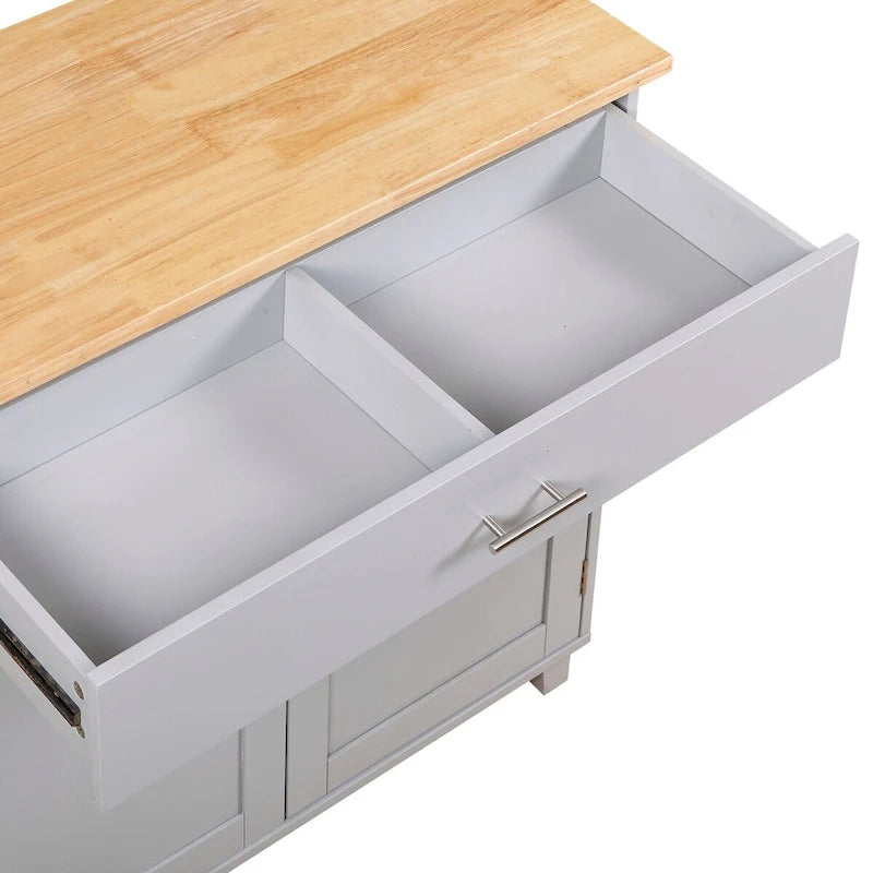Rolling Kitchen Island with Storage, Drop Leaf Top, Locking Wheels, Grey