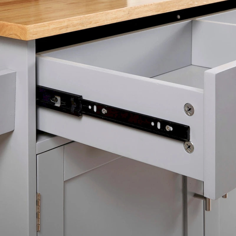 Rolling Kitchen Island with Storage, Drop Leaf Top, Locking Wheels, Grey