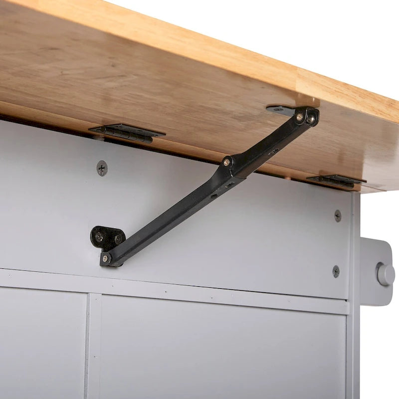 Rolling Kitchen Island with Storage, Drop Leaf Top, Locking Wheels, Grey