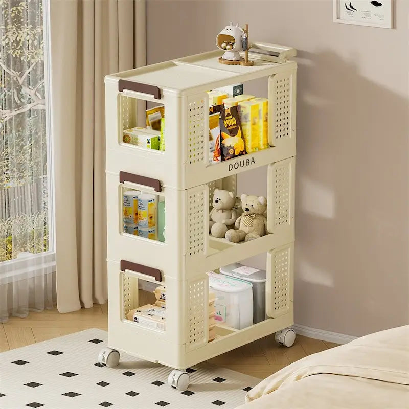 Chariot de rangement roulant à 3 niveaux avec roulettes Tiroirs Organisateur multifonctionnel