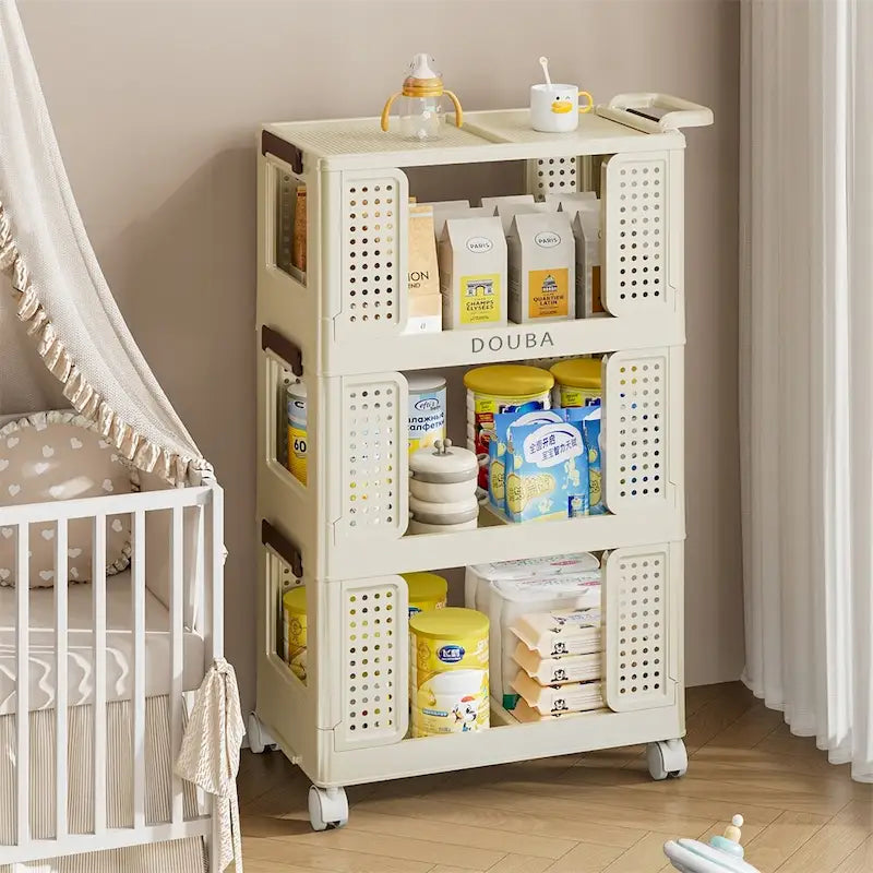 Chariot de rangement roulant à 3 niveaux avec roulettes Tiroirs Organisateur multifonctionnel