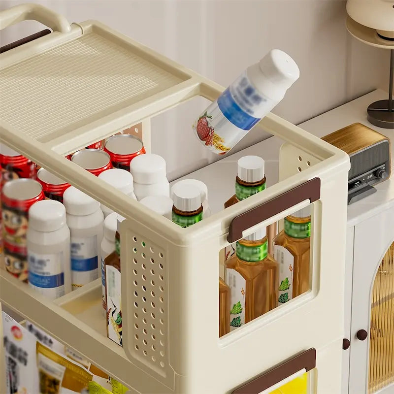 Chariot de rangement roulant à 3 niveaux avec roulettes Tiroirs Organisateur multifonctionnel