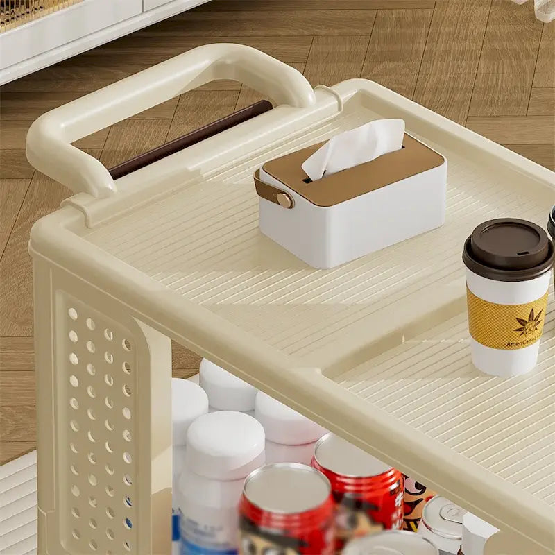 Chariot de rangement roulant à 3 niveaux avec roulettes Tiroirs Organisateur multifonctionnel
