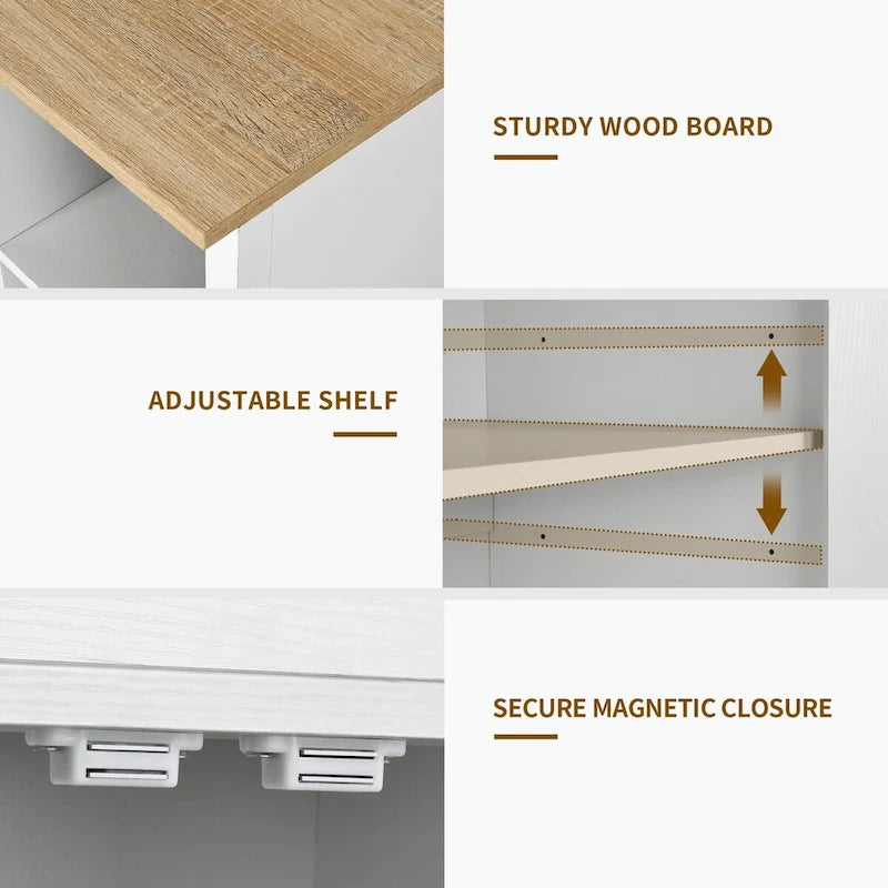 Rolling Kitchen Island on Wheels with Drawer Open Shelves and Doors